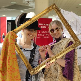 Twins Hannah and Becky at the selfie station at the Style Evolution, Trends Through Time historical fashion event .JPG thumbnail