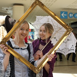 Hannah and Becky from Chester at the Selfie Station.JPG thumbnail